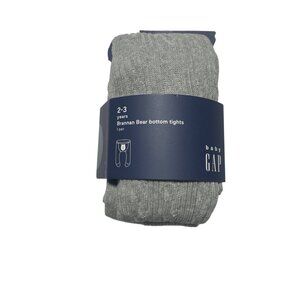 Baby Gap Brannan Bear Bottom Tights 2-3 Years Gray Ribbed Soft Cotton Blend